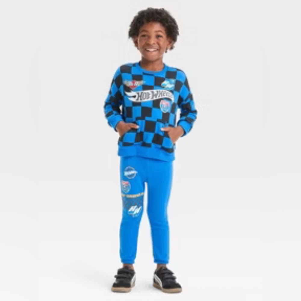 Toddler Boys' Hot Wheels 2pc Fleece Top and Bottom Set - Blue